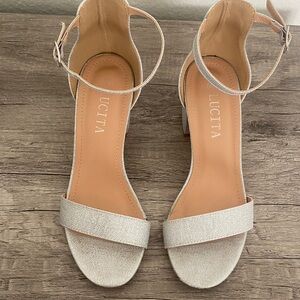 Women's Silver Ankle Strap Sandals